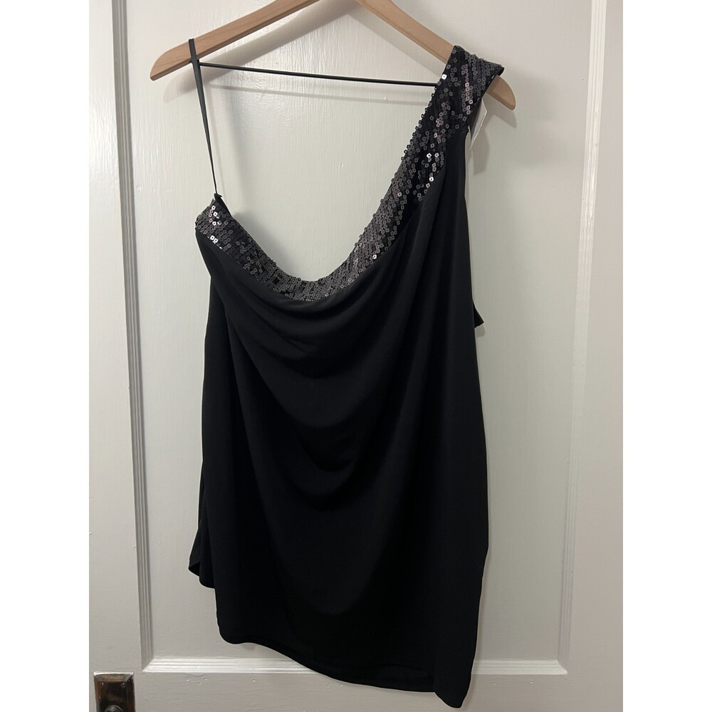 Lane Bryant Women's One Shoulder Sequin Black Top Plus Size 26 / 28  - NWT!